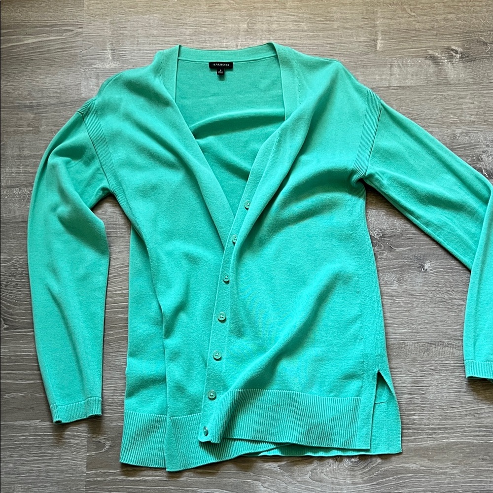 Talbots Aqua Button-Up Cardigan